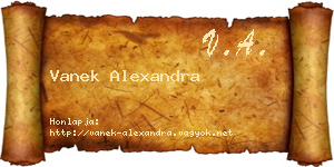 Vanek Alexandra névjegykártya
